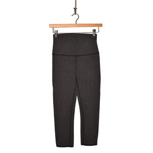 LULULEMON $88 Wide Waistband Cropped‎ Knit Legging Heather Charcoal Size 2